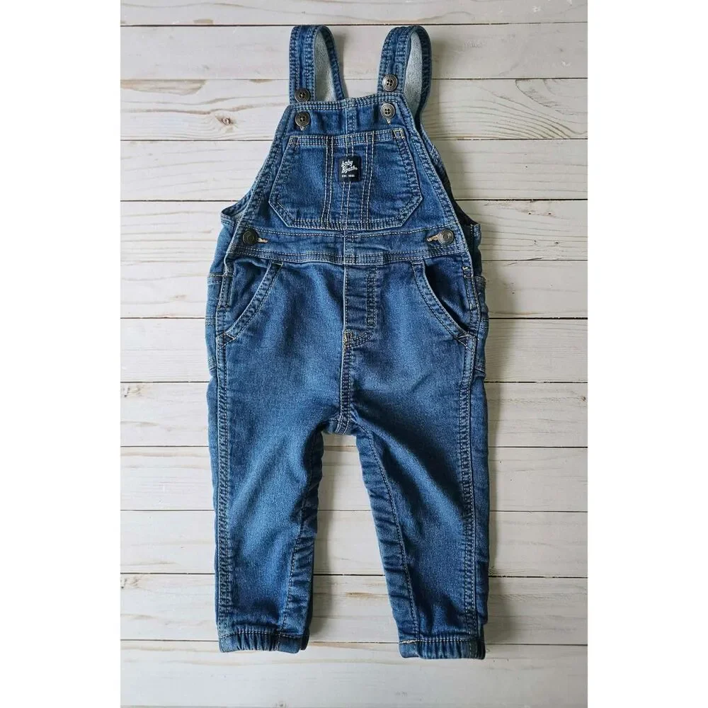 Baby B'gosh 12M Denim Overalls Blue Jean Bib Overall Pants Cotton Blend